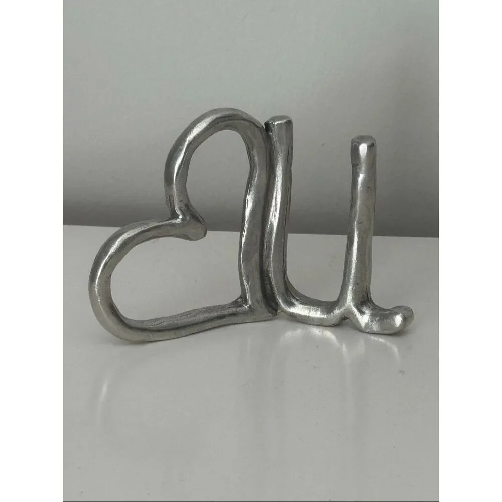 Tamar Mensios Studio Pewter Heart U Ring Holder Hand Made Signed Jewelry Gift